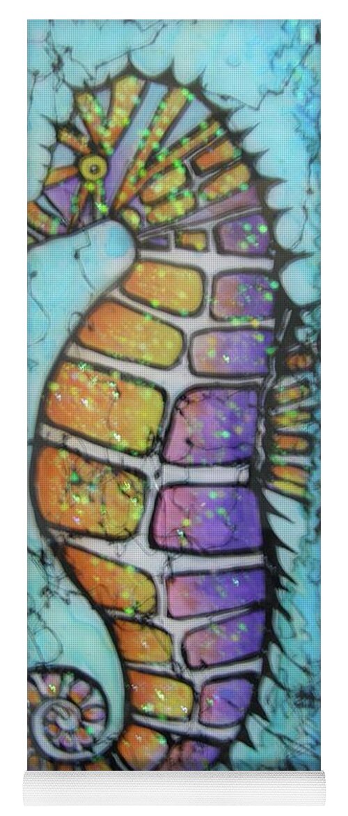 Turquoise Yoga Mat featuring the painting Seahorse Downunder by Midge Pippel