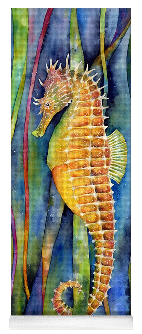 Seahorse Yoga Mat featuring the painting Seahorse by Hailey E Herrera
