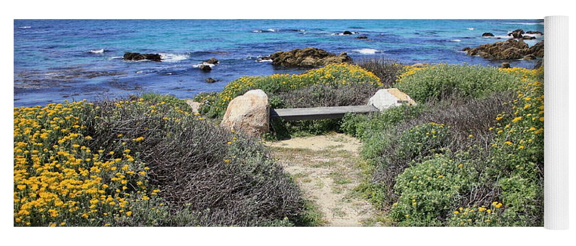 Landscape Yoga Mat featuring the photograph Seaside Bench by Carol Groenen