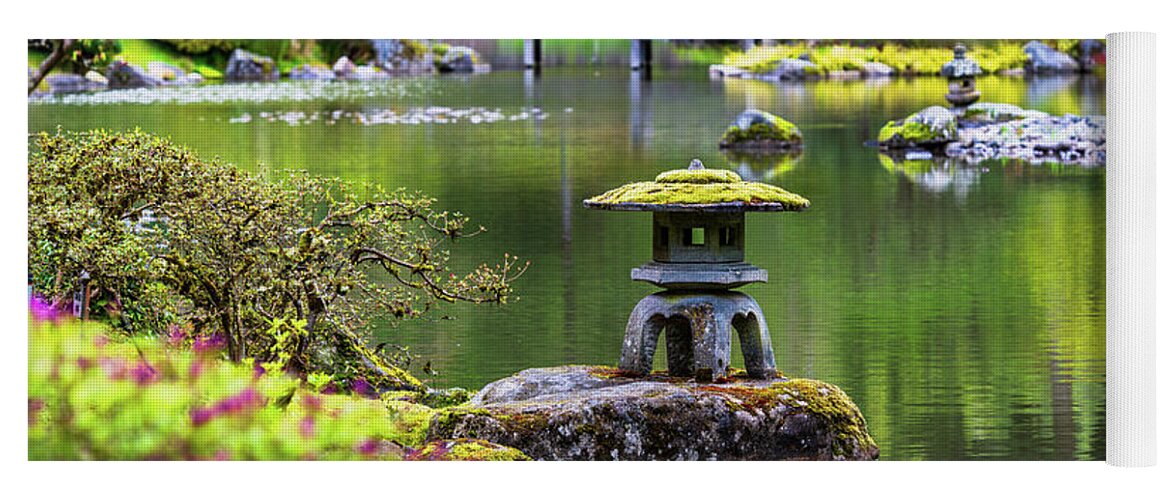 Outdoor; Garden; Plant Yoga Mat featuring the digital art Seattle Japanese Garden by Michael Lee