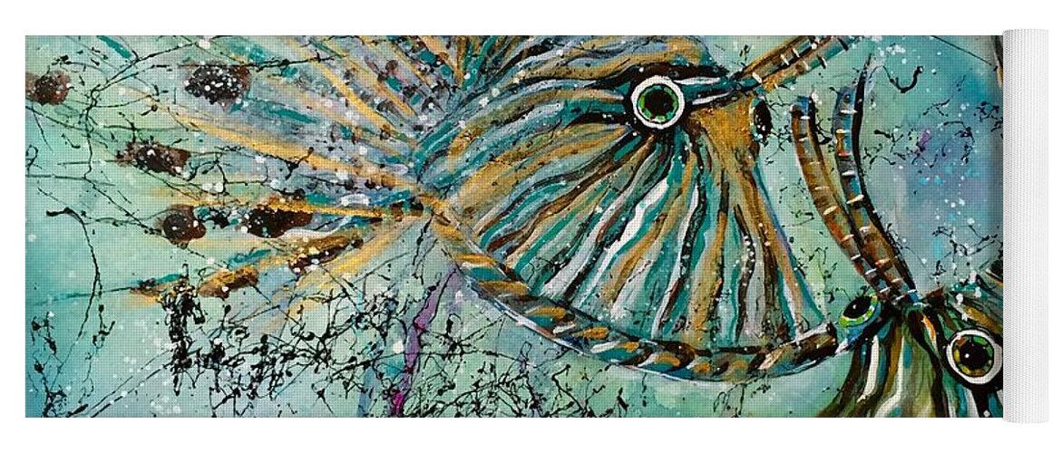 Iionfish Yoga Mat featuring the painting Seeing Eye to Eye by Midge Pippel
