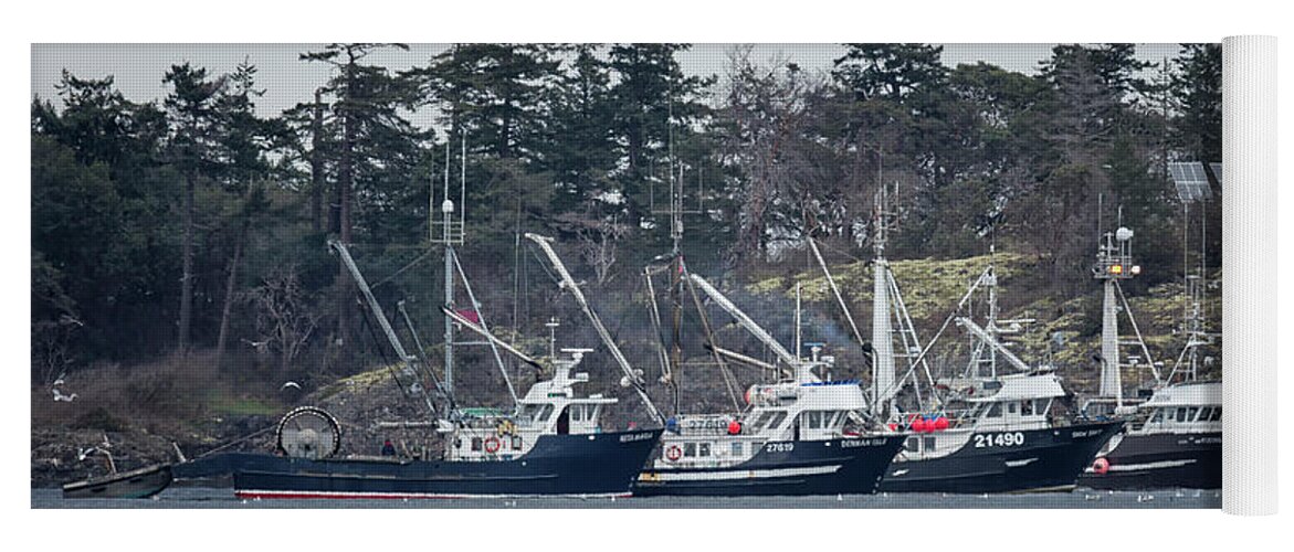Fishing Boats Yoga Mat featuring the photograph Seiners in NW Bay by Randy Hall