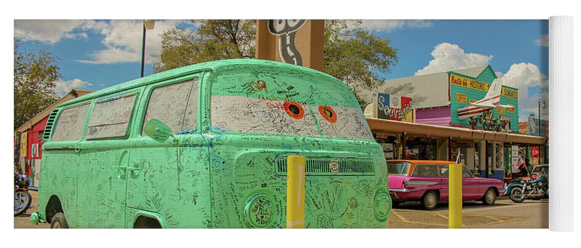 Seligman Yoga Mat featuring the photograph Seligman VW bus by Darrell Foster