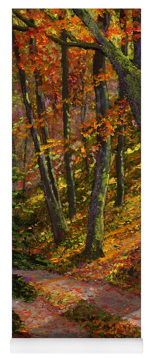 Road In The Woods Yoga Mat featuring the painting September Road by Frank Wilson