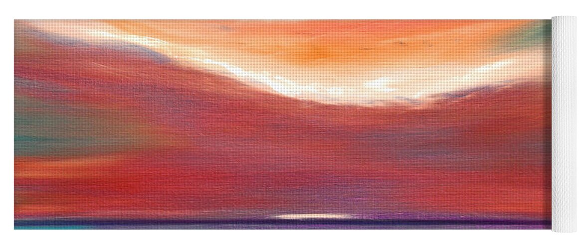 Sunset Yoga Mat featuring the painting Serenity 2 - Abstract Sunset by Gina De Gorna
