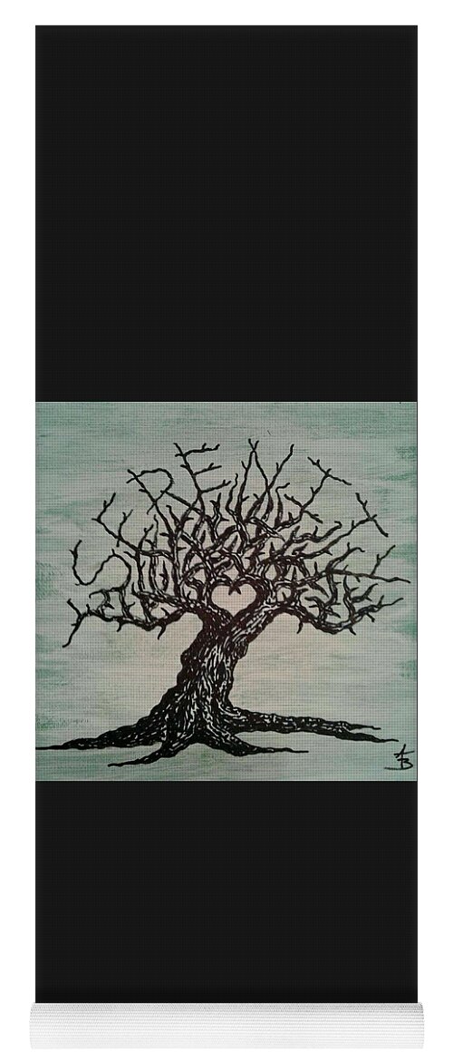 Serenity Yoga Mat featuring the drawing Serenity Love Tree by Aaron Bombalicki