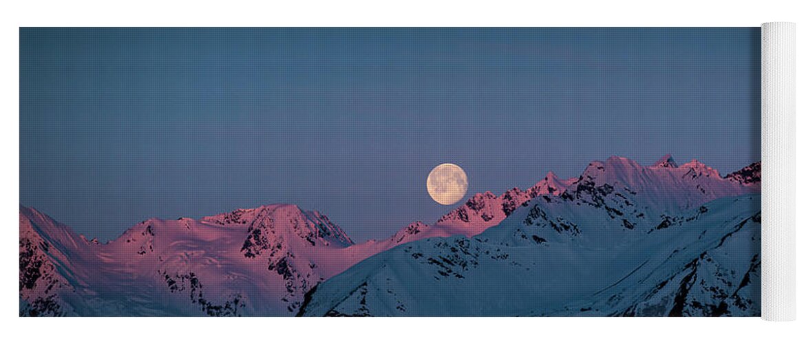 Landscape Yoga Mat featuring the photograph Setting Moon Over Peaks III by Matt Swinden