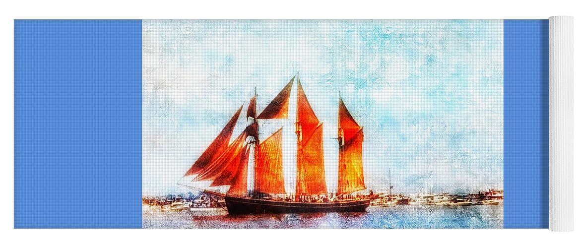 Tall Ship Yoga Mat featuring the photograph Setting sail in Boston by Anne Sands