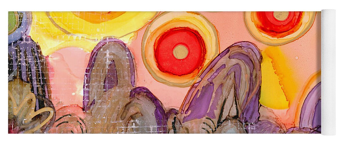 Abstract Yoga Mat featuring the painting Seven Suns by Vicki Baun Barry