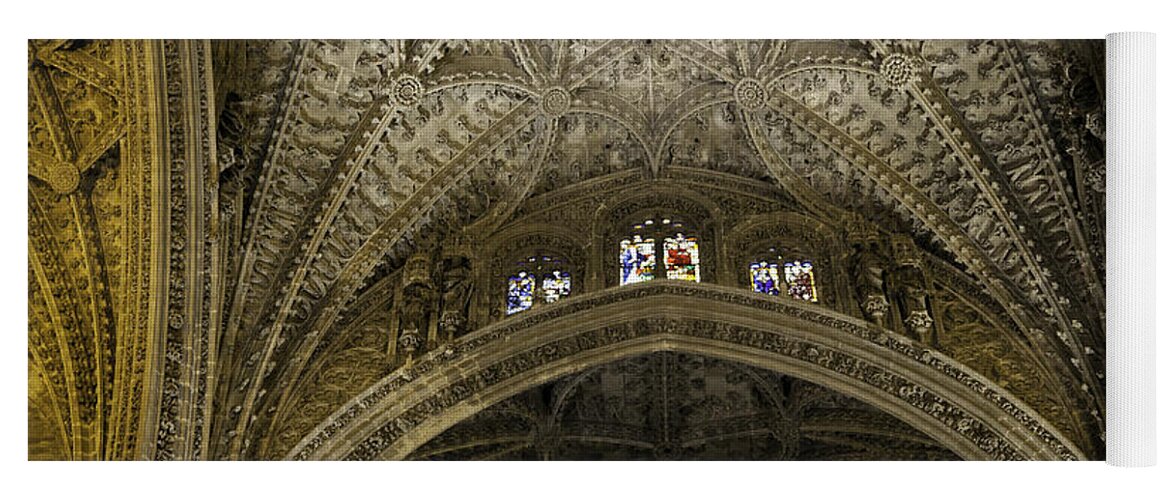 Seville Yoga Mat featuring the photograph Seville Cathedral - Looking Up by Madeline Ellis