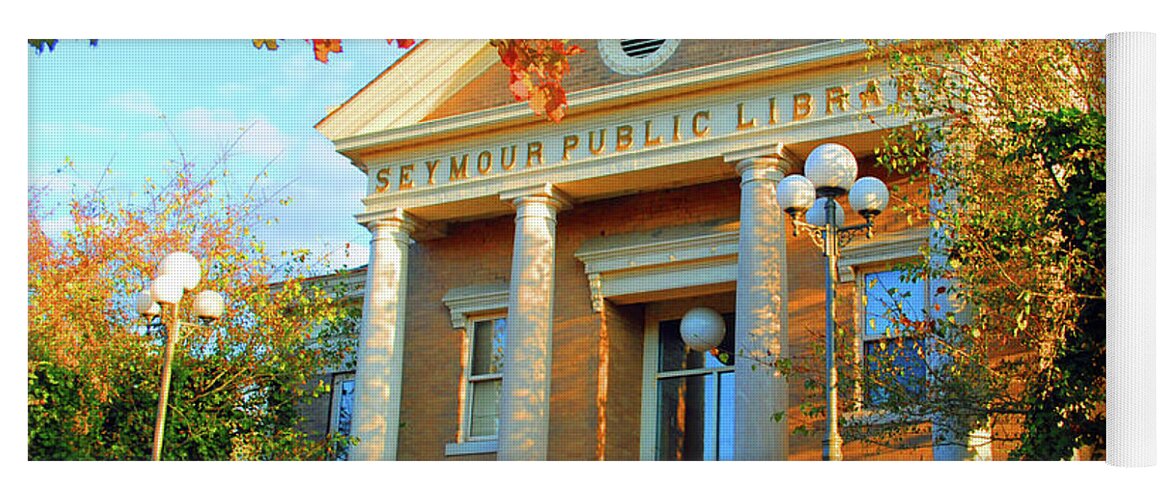 Seymour Yoga Mat featuring the photograph Seymour Public Library by Jost Houk