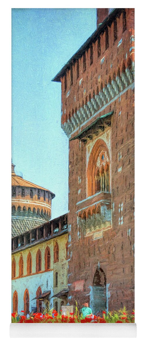 Joan Carroll Yoga Mat featuring the photograph Sforza Castle Milan Italy by Joan Carroll
