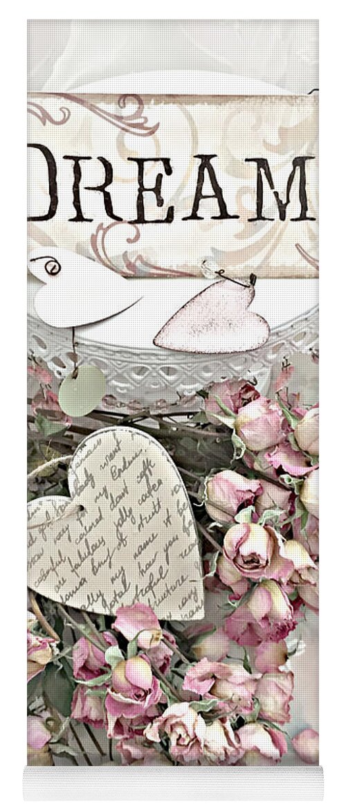 Romantic Yoga Mat featuring the photograph Shabby Chic Romantic Dream Valentine Roses - Romantic Dreamy Roses Valentine Hearts by Kathy Fornal