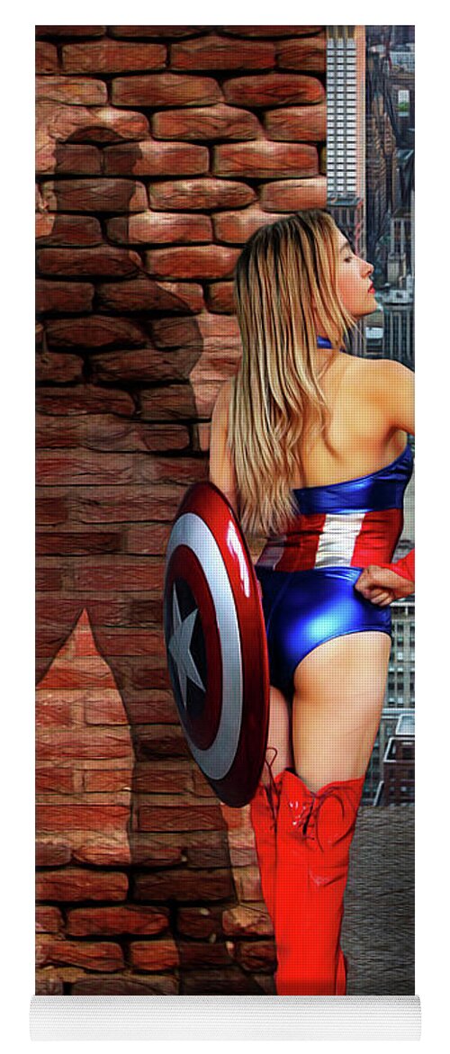 Captain America Yoga Mat featuring the photograph Shadow Of The Hero by Jon Volden