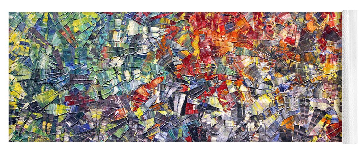 Abstract Yoga Mat featuring the painting Shattered by Munir Alawi