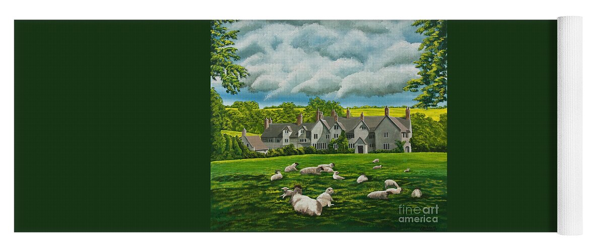 English Painting Yoga Mat featuring the painting Sheep in Repose by Charlotte Blanchard