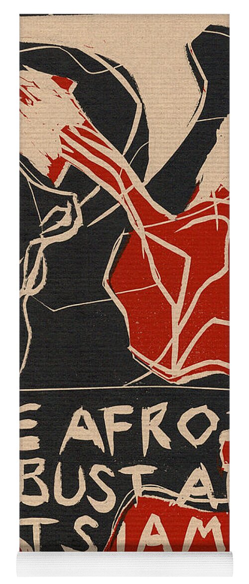 Poster Yoga Mat featuring the relief Shin Detonator A4 lino 1 by Edgeworth Johnstone