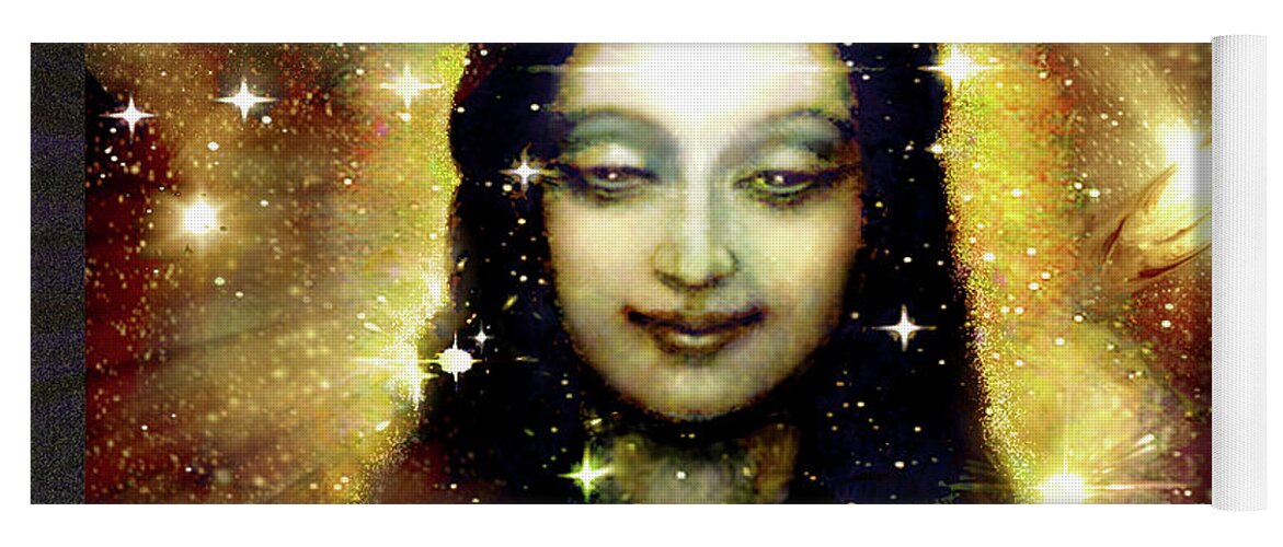 Shiva Yoga Mat featuring the mixed media Shiva in golden Space by Ananda Vdovic