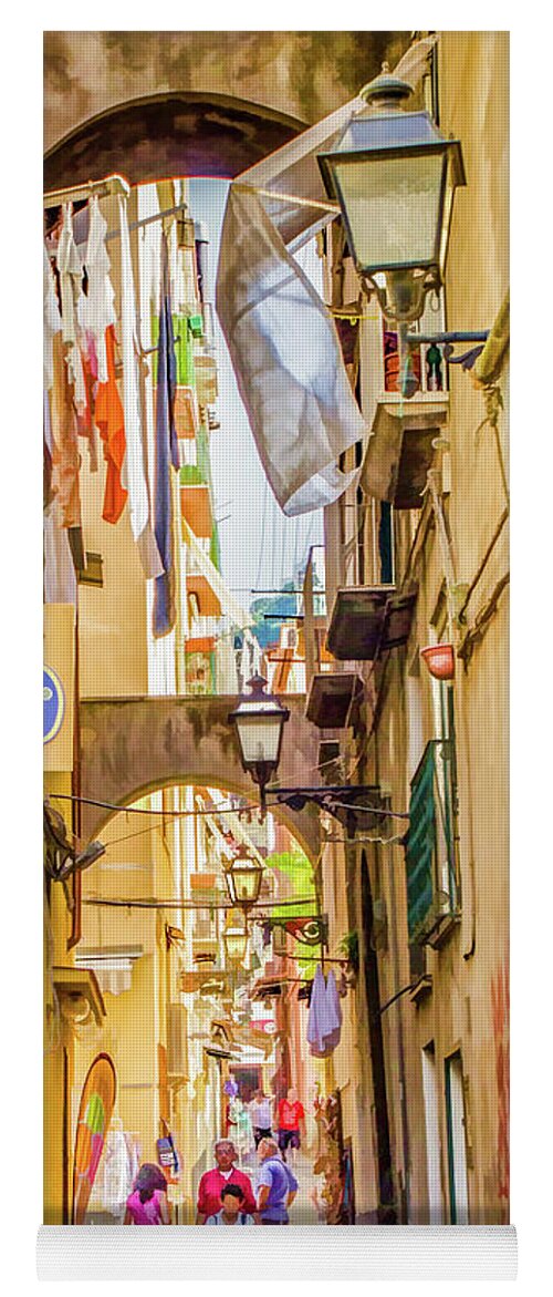 Sorrento Yoga Mat featuring the digital art Shopping in Sorrento 2 by Lisa Lemmons-Powers