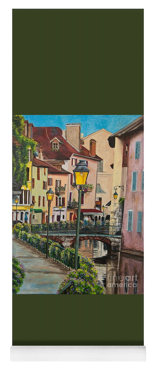 Annecy France Art Yoga Mat featuring the painting Side Streets in Annecy by Charlotte Blanchard