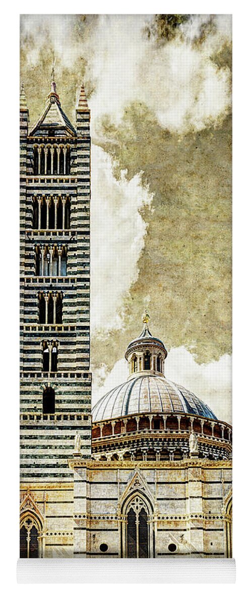 Siena Yoga Mat featuring the photograph Siena Duomo tower and cupola by Weston Westmoreland