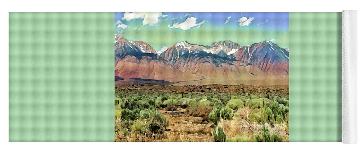 Mountains Yoga Mat featuring the digital art Sierras I by Jackie MacNair