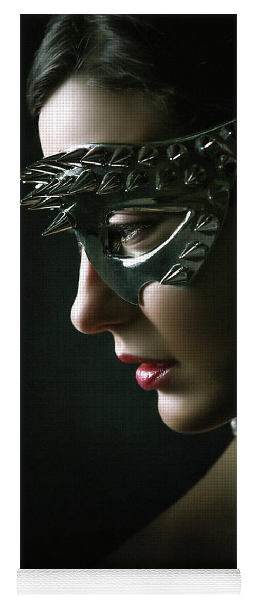 Fashion Yoga Mat featuring the photograph Silver Spike Eye Mask by Dimitar Hristov