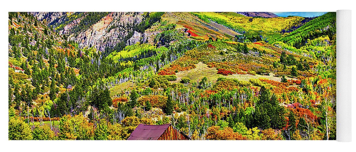 Landscape Yoga Mat featuring the pyrography Silverton fall Colors Colorado by James Steele
