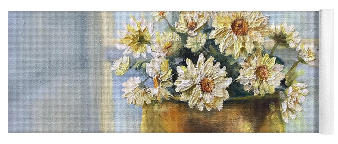 Oil Paintings Yoga Mat featuring the painting Simply Daisies by Marlene Book