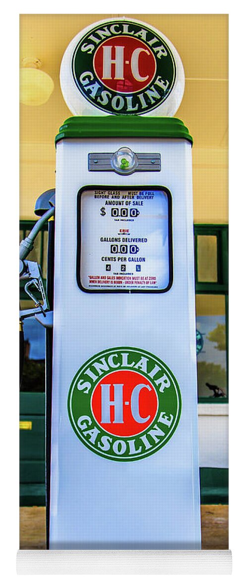 Sinclair Gasoline Yoga Mat featuring the photograph Sinclair Gasoline Gas Pump front view by Doug Camara