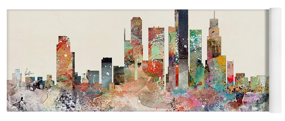 Singapore Yoga Mat featuring the painting Singapore Skyline by Bri Buckley