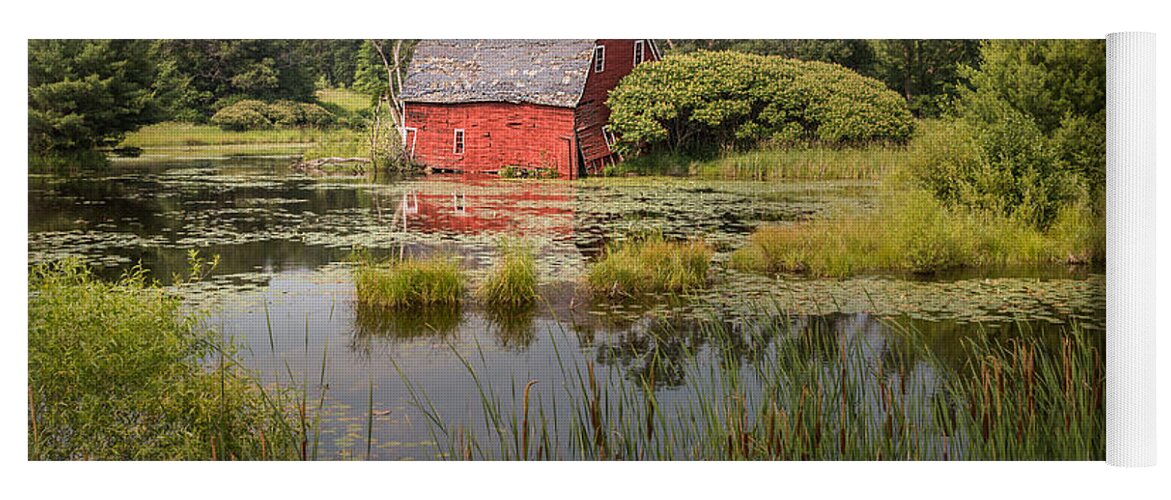 Barn Yoga Mat featuring the photograph Sinking Red Barn #3 by Patti Deters