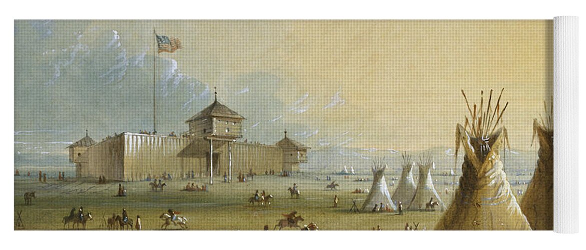 1840 Yoga Mat featuring the painting Sioux At Fort Laramie, 1837 by Alfred Jacob Miller