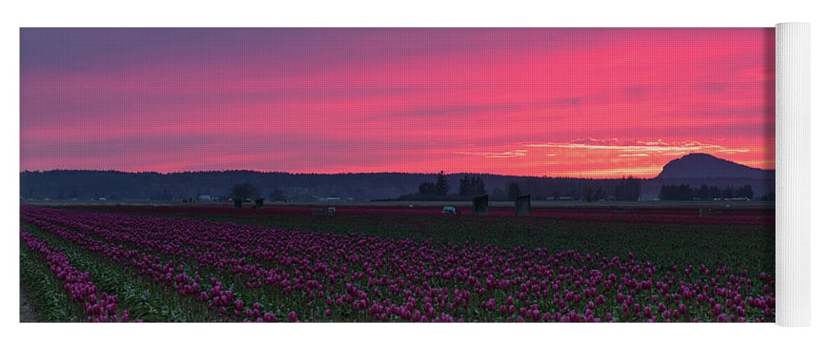 Tulip Yoga Mat featuring the photograph Skagit Valley Burning Skies by Mike Reid