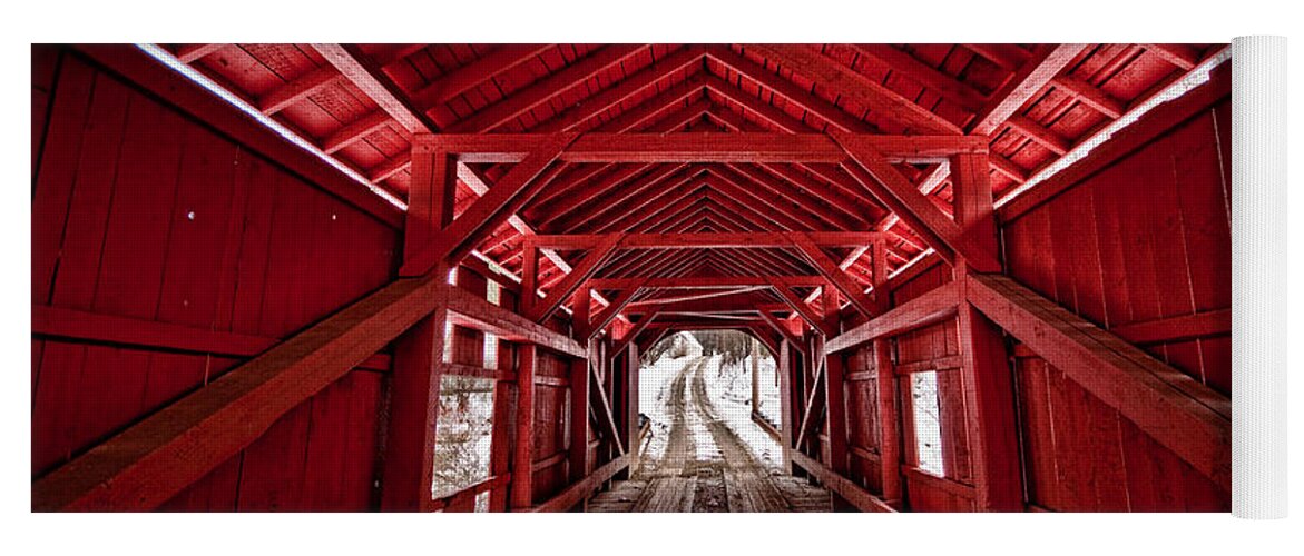 Covered Bridge Yoga Mat featuring the photograph Slaughterhouse Red by Neil Shapiro