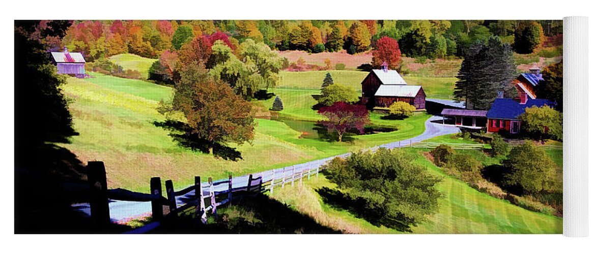 United States Yoga Mat featuring the digital art Sleepy Hallow Farm, Woodstock, Vermont by Joseph Hendrix