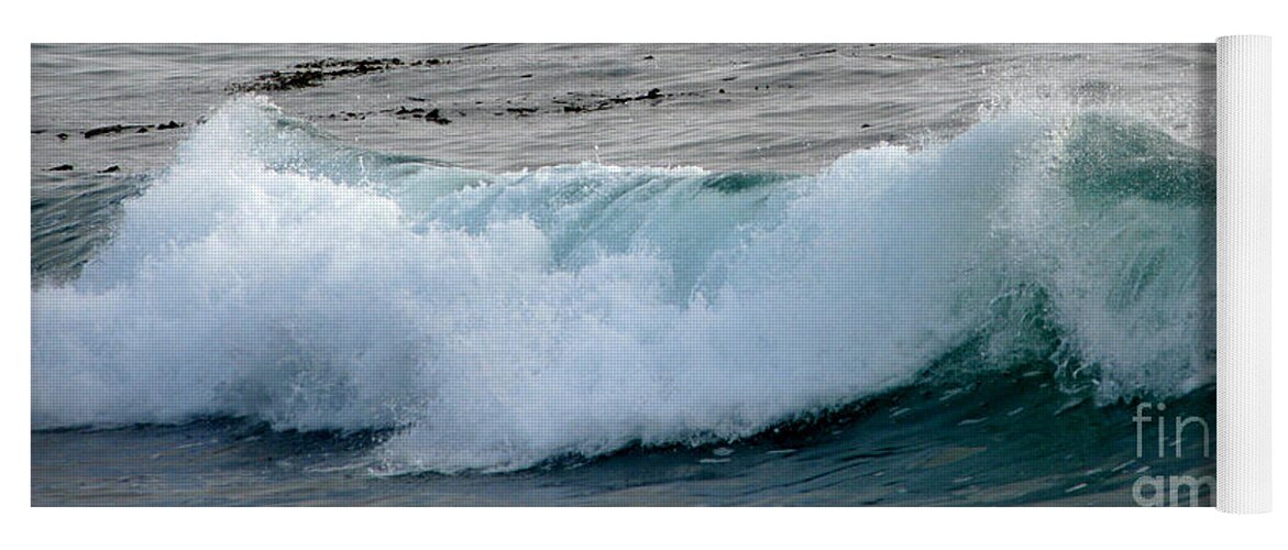 Wave Yoga Mat featuring the photograph Small Wave on Carmel Bay by James B Toy