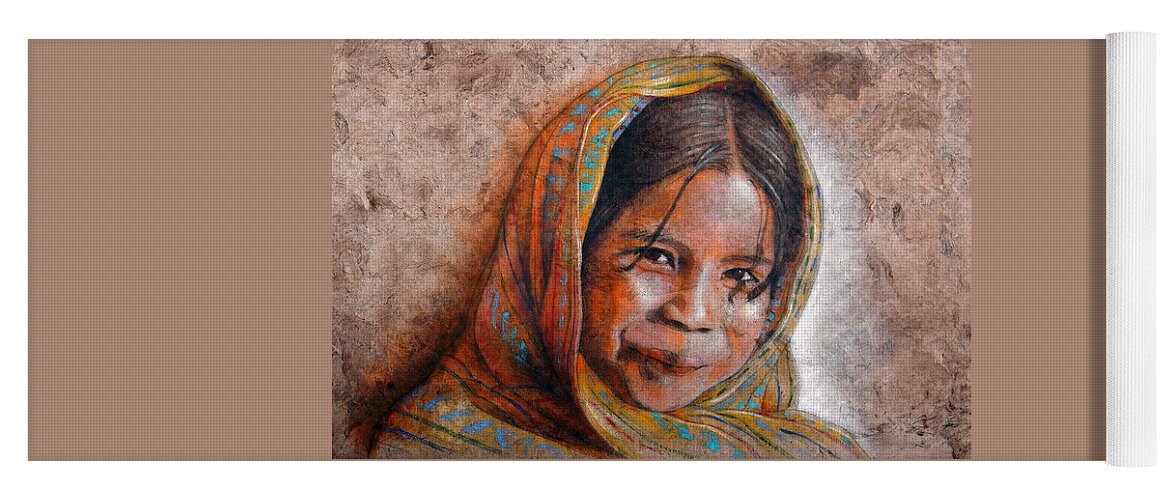 Smiling Tarahumara Yoga Mat featuring the painting Sonrisa del Corazon by J U A N - O A X A C A