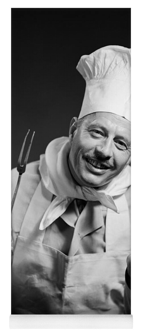 1950s Yoga Mat featuring the photograph Smiling Chef, C.1950s by Debrocke/ClassicStock