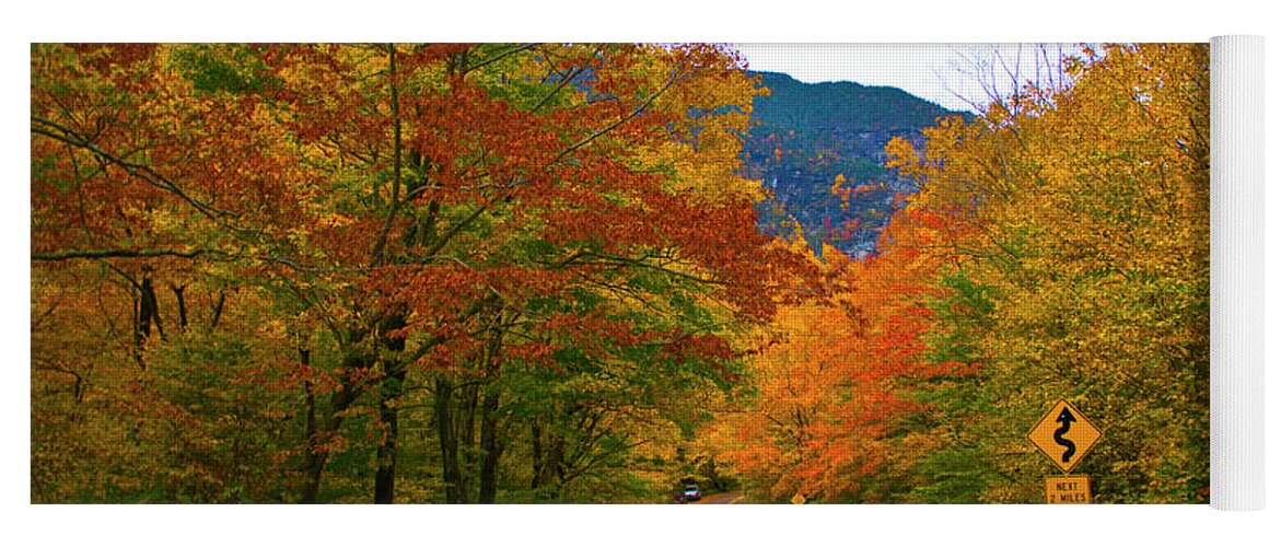 Fall Foliage Yoga Mat featuring the photograph Smugglers' Notch in Vermont by Scenic Vermont Photography