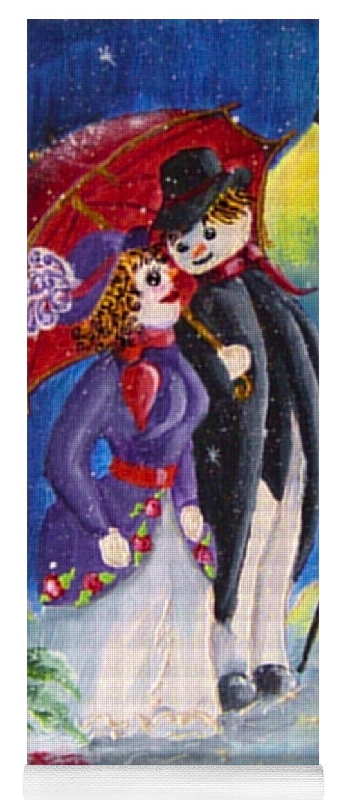 Snow Yoga Mat featuring the painting Snow Couple by Quwatha Valentine