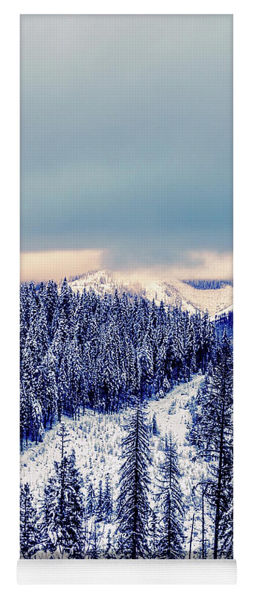 Idaho Yoga Mat featuring the photograph Snow Covered Mountains by Lester Plank