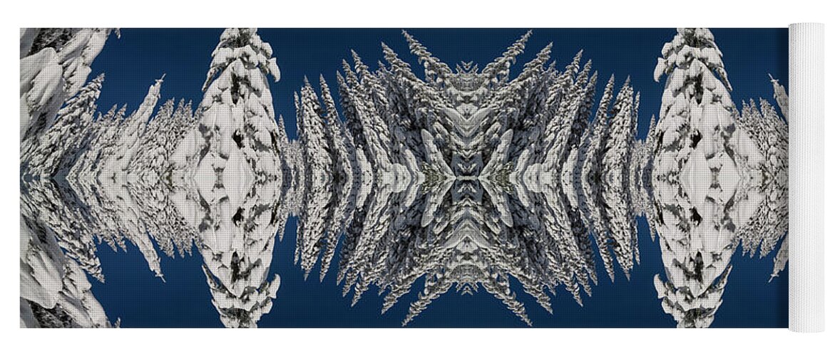 Frost Yoga Mat featuring the digital art Snow Covered Trees Kaleidoscope by Pelo Blanco Photo
