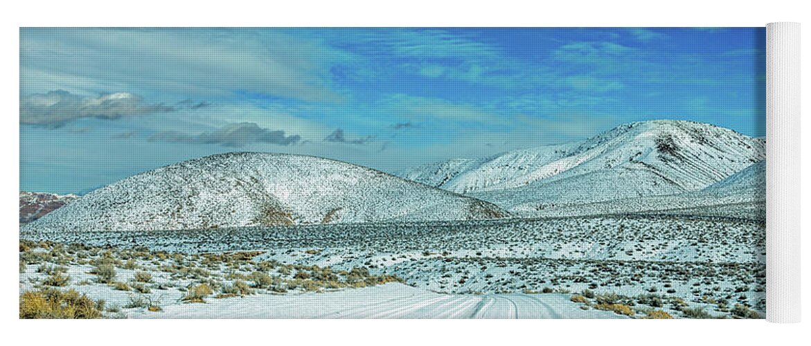 California Yoga Mat featuring the photograph Snow in Death Valley by Peter Tellone