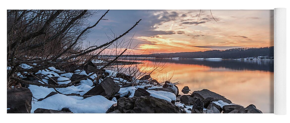 Peace Valley Park Yoga Mat featuring the photograph Snow on the Rocks by Kristopher Schoenleber