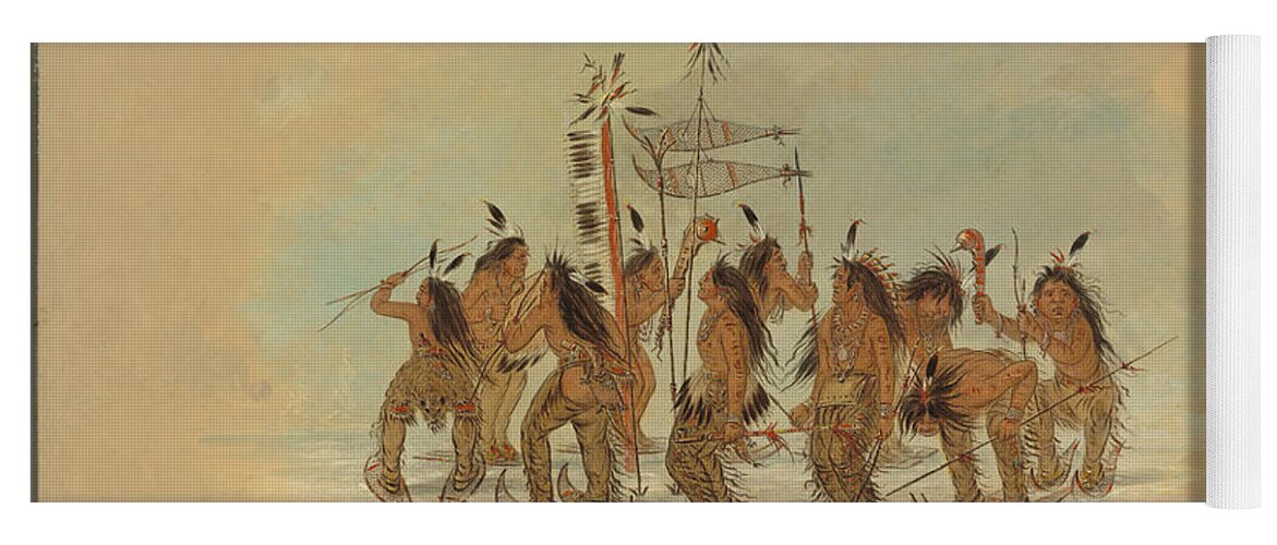 George Catlin Yoga Mat featuring the painting Snow Shoe Dance. Ojibbeway by George Catlin