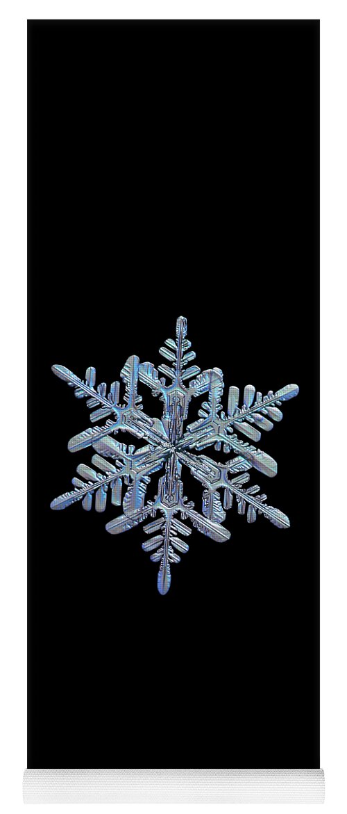 Snowflake Yoga Mat featuring the photograph Snowflake macro photo - 13 February 2017 - 1 black by Alexey Kljatov