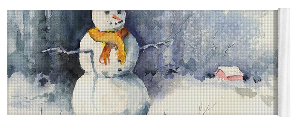 Snow Yoga Mat featuring the painting Snowman by Sam Sidders