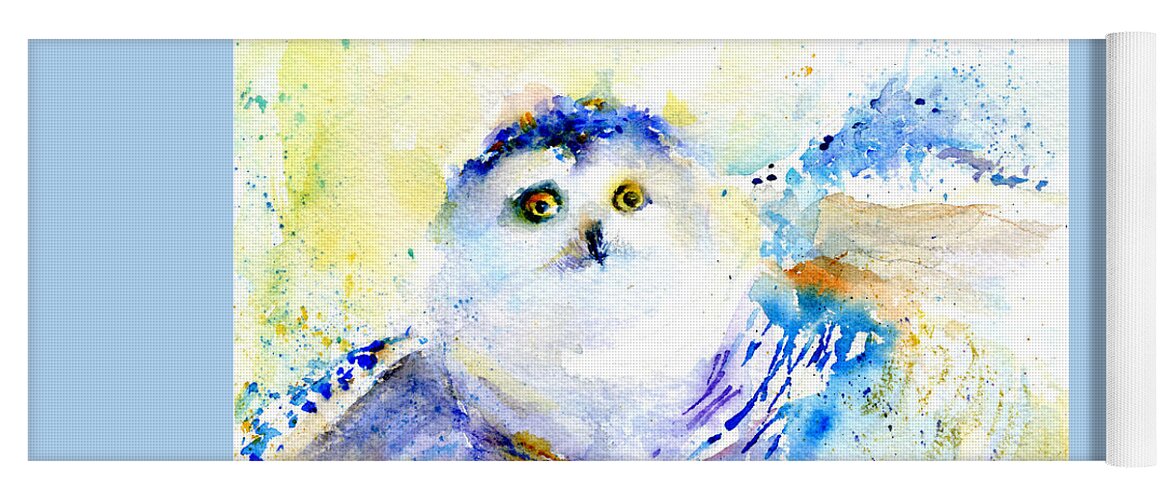 Owl Yoga Mat featuring the painting Snowy Owl Gaze by Christy Lemp