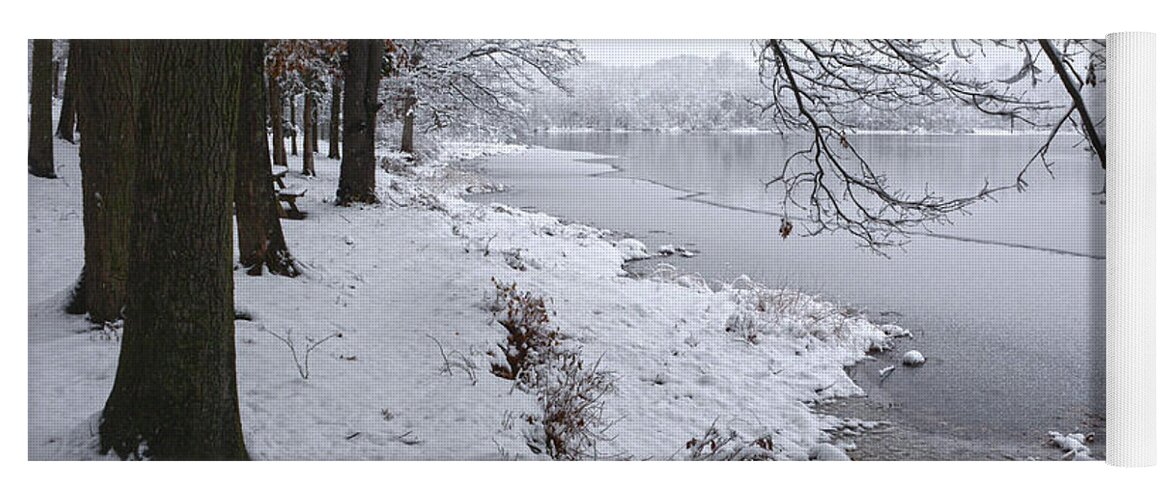 Snow Yoga Mat featuring the photograph Snowy Shoreline by Angelo Marcialis